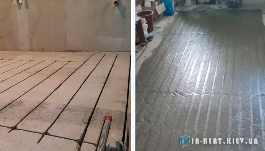 Замазаные клей-цементом штробы с кабелем